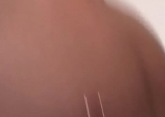 Deepthroating tgirl gets her ass drilled