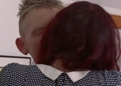 Sexy redhead lady-boy gets her asshole stuffed primarily the bounds