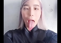 Ahegao slut with yearn tongue